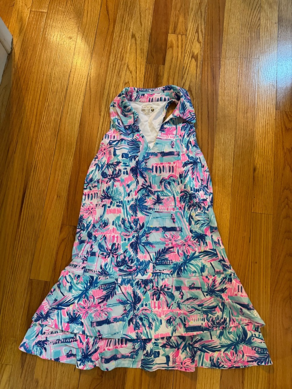 Lilly Pulitzer Pink & Blue Palm-Print Sleeveless One-Piece